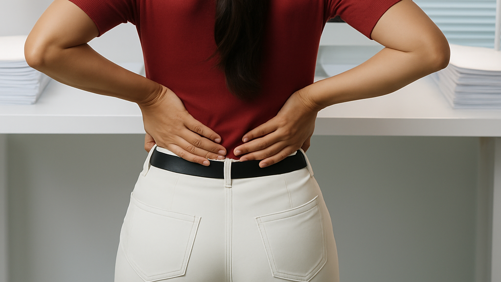 Office worker suffering back pain